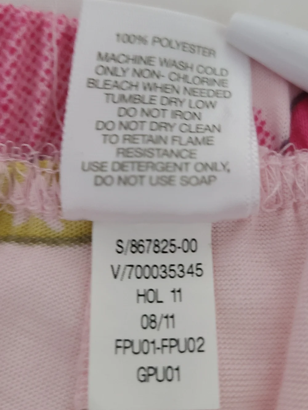 GAP Pink Bear Headphone Pocket Pajama Set Size 14 Girls